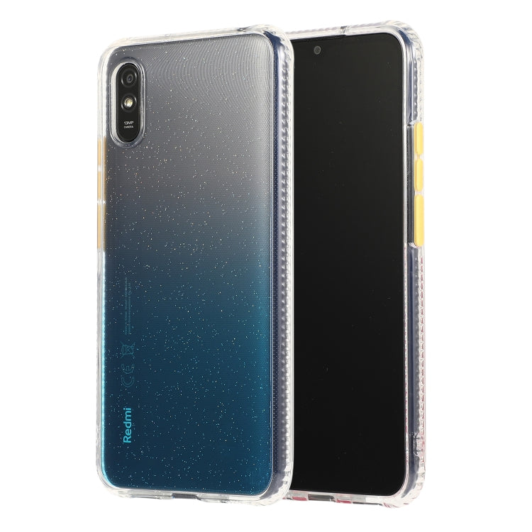 For Xiaomi Redmi 9A Gradient Shockproof TPU + Acrylic Case with Detachable Buttons