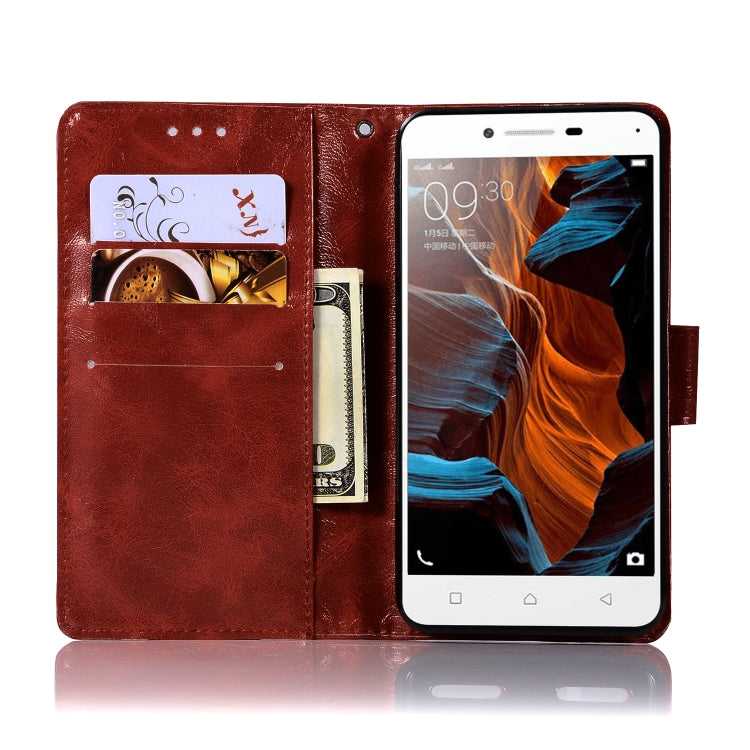 For Lenovo Lemon 3 Retro Copper Button Crazy Horse Horizontal Flip PU Leather Case with Holder & Card Slots & Wallet & Lanyard