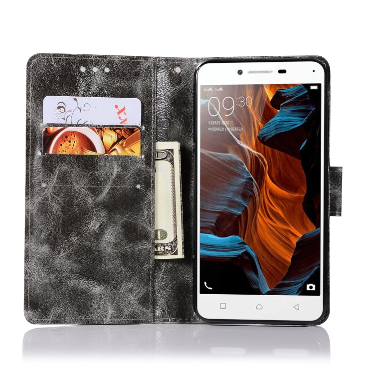 For Lenovo Lemon 3 Retro Copper Button Crazy Horse Horizontal Flip PU Leather Case with Holder & Card Slots & Wallet & Lanyard