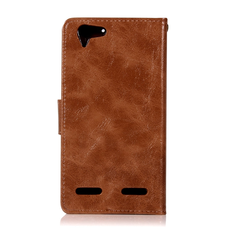 For Lenovo Lemon 3 Retro Copper Button Crazy Horse Horizontal Flip PU Leather Case with Holder & Card Slots & Wallet & Lanyard