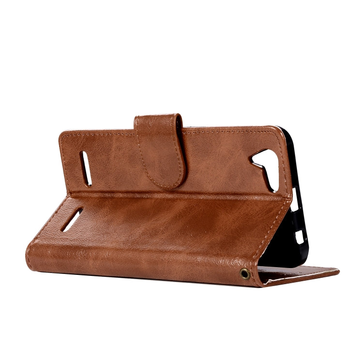 For Lenovo Lemon 3 Retro Copper Button Crazy Horse Horizontal Flip PU Leather Case with Holder & Card Slots & Wallet & Lanyard