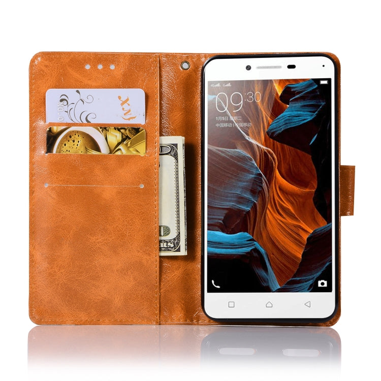 For Lenovo Lemon 3 Retro Copper Button Crazy Horse Horizontal Flip PU Leather Case with Holder & Card Slots & Wallet & Lanyard