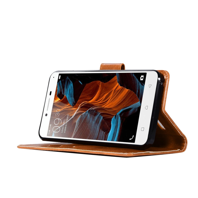 For Lenovo Lemon 3 Retro Copper Button Crazy Horse Horizontal Flip PU Leather Case with Holder & Card Slots & Wallet & Lanyard