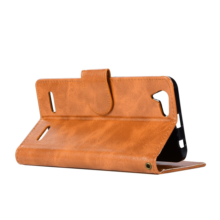 For Lenovo Lemon 3 Retro Copper Button Crazy Horse Horizontal Flip PU Leather Case with Holder & Card Slots & Wallet & Lanyard