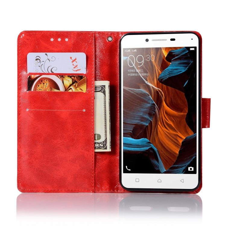 For Lenovo Lemon 3 Retro Copper Button Crazy Horse Horizontal Flip PU Leather Case with Holder & Card Slots & Wallet & Lanyard