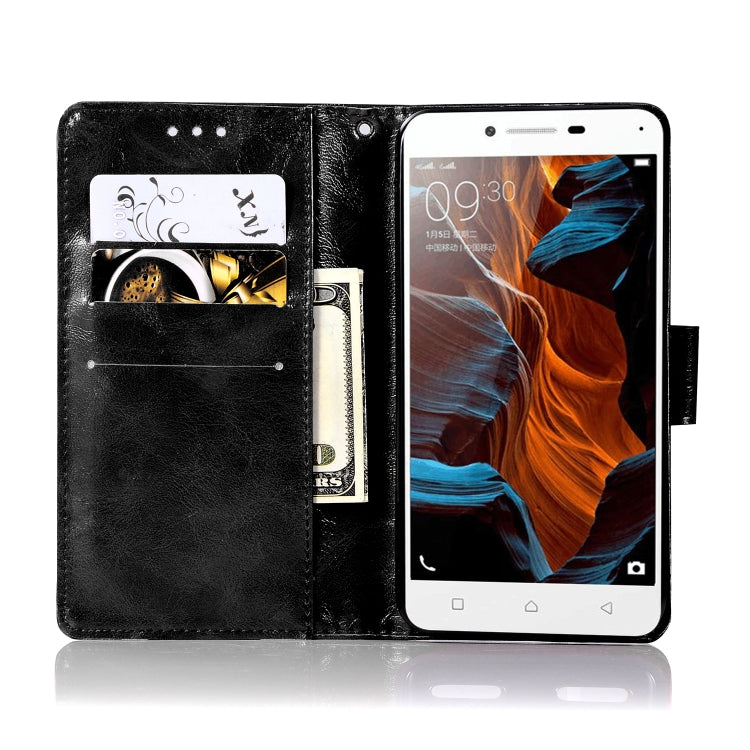 For Lenovo Lemon 3 Retro Copper Button Crazy Horse Horizontal Flip PU Leather Case with Holder & Card Slots & Wallet & Lanyard