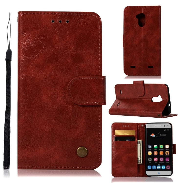 For ZTE V6 Plus / V7 Lite Retro Copper Button Crazy Horse Horizontal Flip PU Leather Case with Holder & Card Slots & Wallet & Lanyard