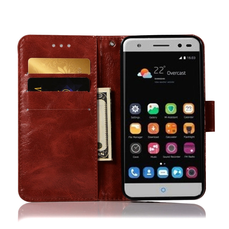For ZTE V6 Plus / V7 Lite Retro Copper Button Crazy Horse Horizontal Flip PU Leather Case with Holder & Card Slots & Wallet & Lanyard
