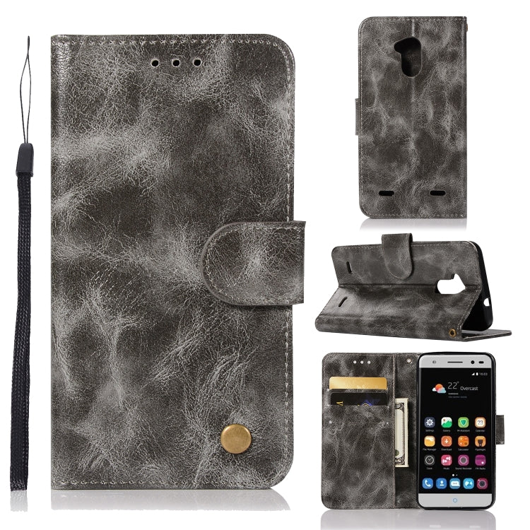 For ZTE V6 Plus / V7 Lite Retro Copper Button Crazy Horse Horizontal Flip PU Leather Case with Holder & Card Slots & Wallet & Lanyard