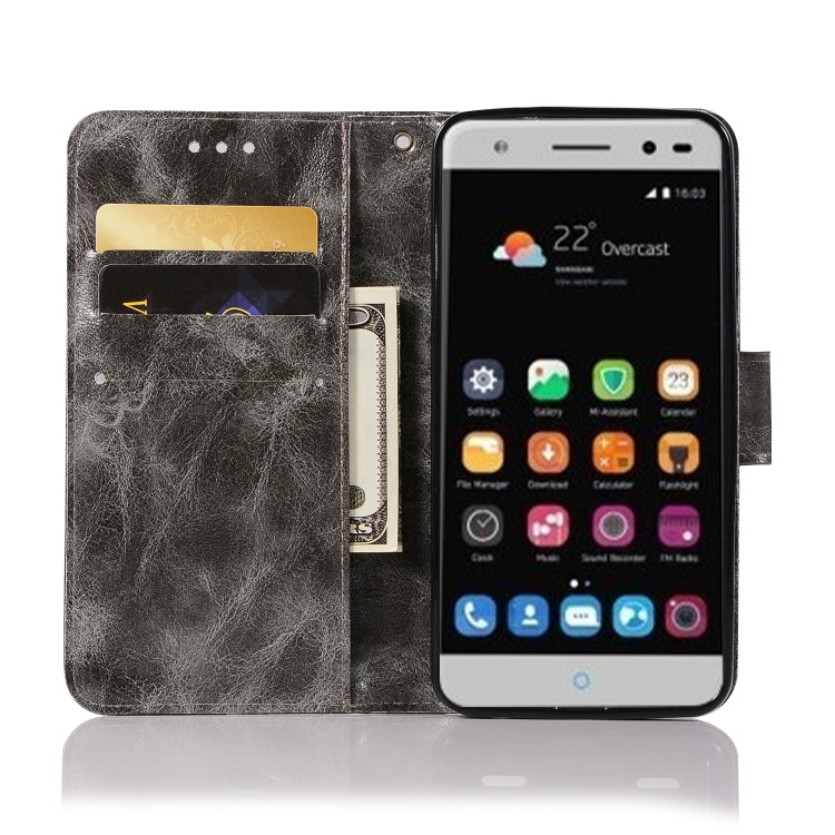For ZTE V6 Plus / V7 Lite Retro Copper Button Crazy Horse Horizontal Flip PU Leather Case with Holder & Card Slots & Wallet & Lanyard