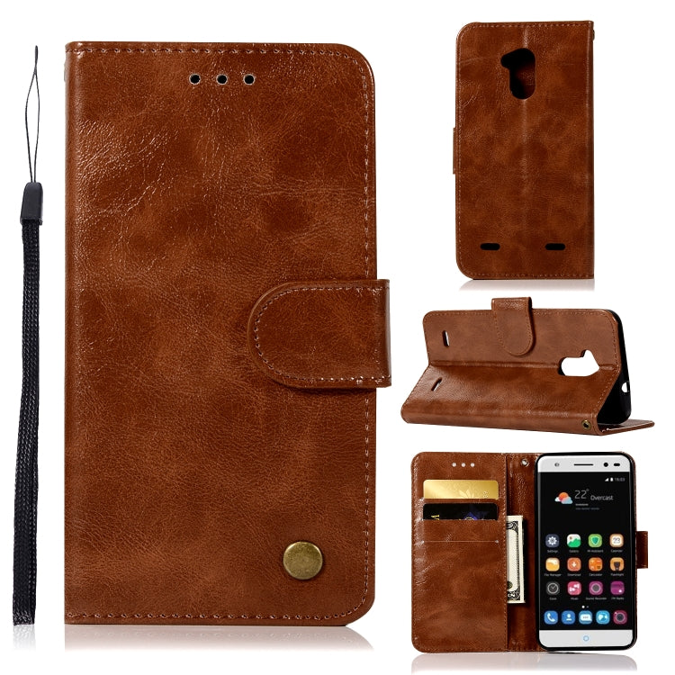 For ZTE V6 Plus / V7 Lite Retro Copper Button Crazy Horse Horizontal Flip PU Leather Case with Holder & Card Slots & Wallet & Lanyard