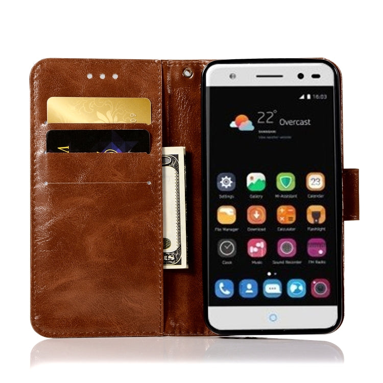 For ZTE V6 Plus / V7 Lite Retro Copper Button Crazy Horse Horizontal Flip PU Leather Case with Holder & Card Slots & Wallet & Lanyard