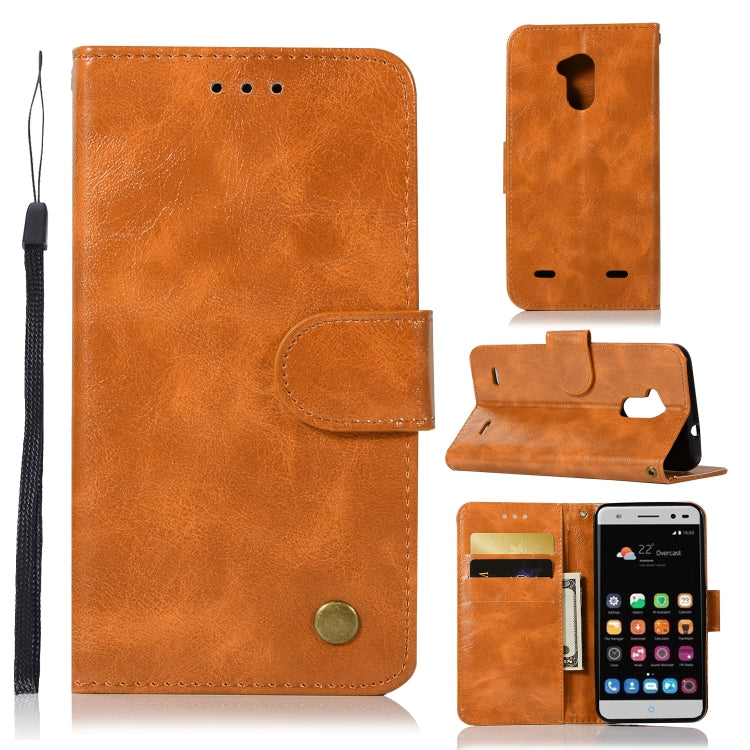 For ZTE V6 Plus / V7 Lite Retro Copper Button Crazy Horse Horizontal Flip PU Leather Case with Holder & Card Slots & Wallet & Lanyard