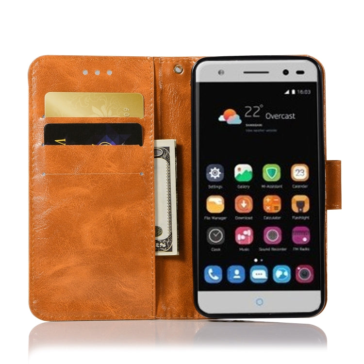 For ZTE V6 Plus / V7 Lite Retro Copper Button Crazy Horse Horizontal Flip PU Leather Case with Holder & Card Slots & Wallet & Lanyard