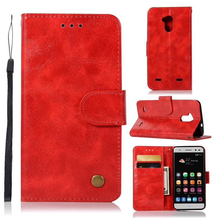 For ZTE V6 Plus / V7 Lite Retro Copper Button Crazy Horse Horizontal Flip PU Leather Case with Holder & Card Slots & Wallet & Lanyard
