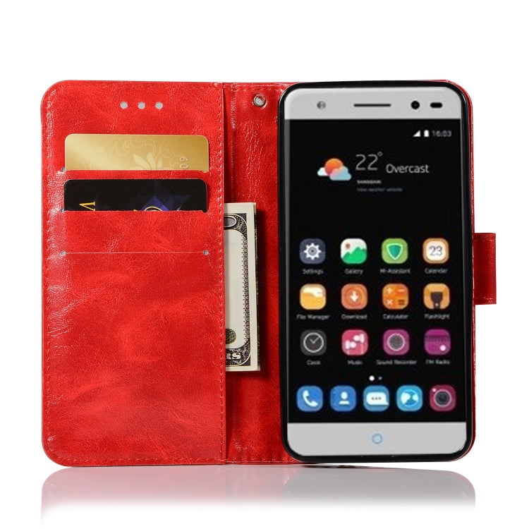 For ZTE V6 Plus / V7 Lite Retro Copper Button Crazy Horse Horizontal Flip PU Leather Case with Holder & Card Slots & Wallet & Lanyard