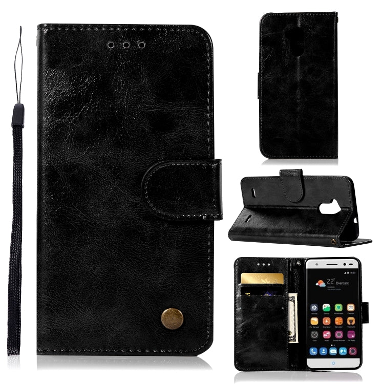 For ZTE V6 Plus / V7 Lite Retro Copper Button Crazy Horse Horizontal Flip PU Leather Case with Holder & Card Slots & Wallet & Lanyard