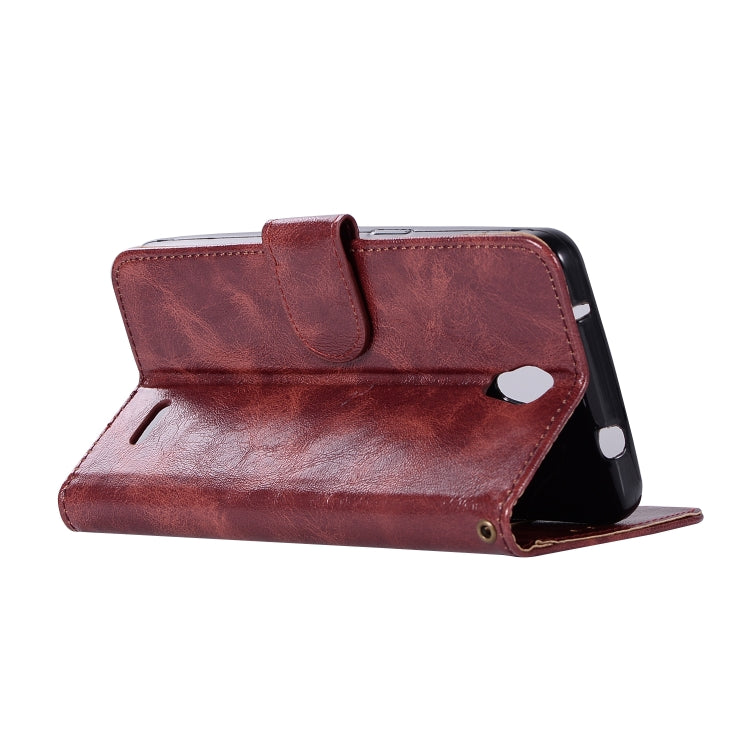 For ZTE N9132 Retro Copper Button Crazy Horse Horizontal Flip PU Leather Case with Holder & Card Slots & Wallet & Lanyard
