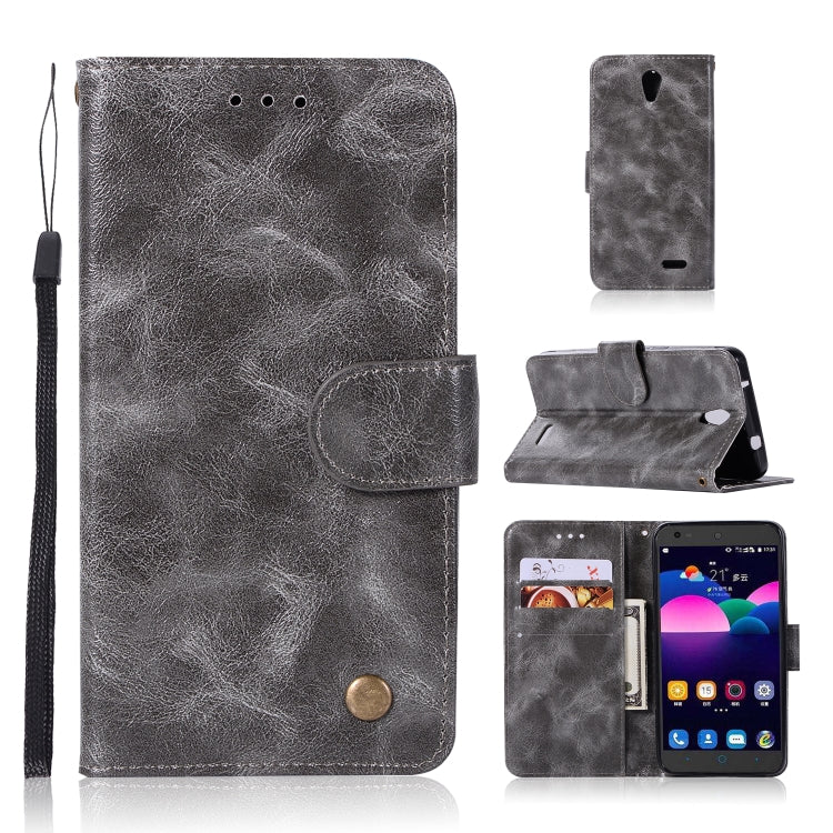 For ZTE N9132 Retro Copper Button Crazy Horse Horizontal Flip PU Leather Case with Holder & Card Slots & Wallet & Lanyard