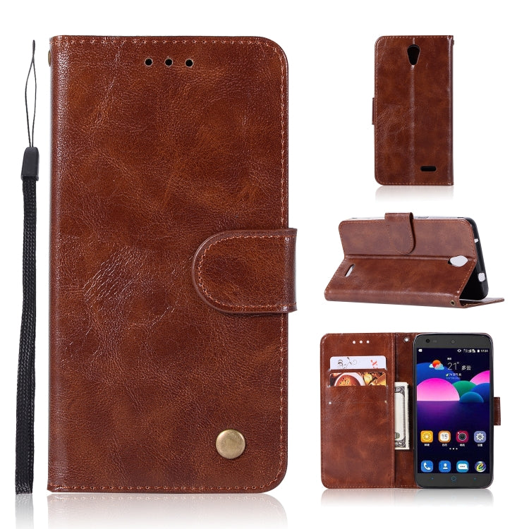 For ZTE N9132 Retro Copper Button Crazy Horse Horizontal Flip PU Leather Case with Holder & Card Slots & Wallet & Lanyard