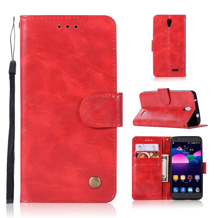 For ZTE N9132 Retro Copper Button Crazy Horse Horizontal Flip PU Leather Case with Holder & Card Slots & Wallet & Lanyard