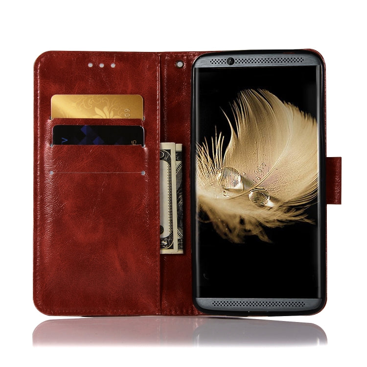 For ZTE AXON7 Retro Copper Button Crazy Horse Horizontal Flip PU Leather Case with Holder & Card Slots & Wallet & Lanyard