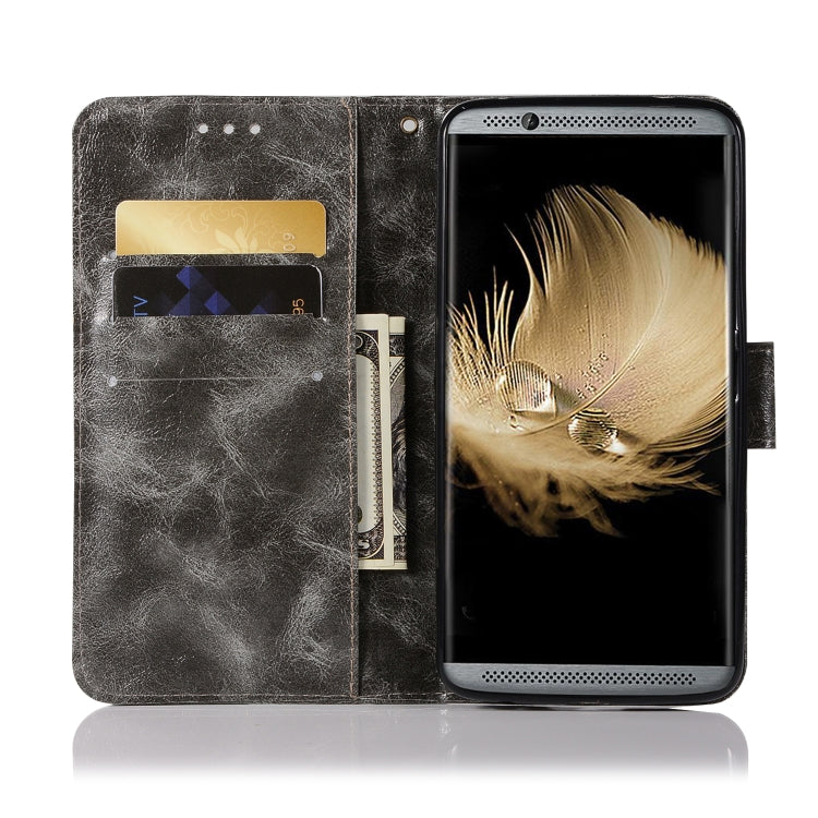 For ZTE AXON7 Retro Copper Button Crazy Horse Horizontal Flip PU Leather Case with Holder & Card Slots & Wallet & Lanyard