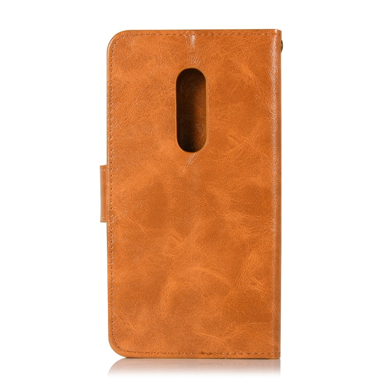 For ZTE AXON7 Retro Copper Button Crazy Horse Horizontal Flip PU Leather Case with Holder & Card Slots & Wallet & Lanyard