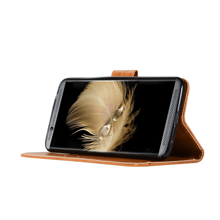 For ZTE AXON7 Retro Copper Button Crazy Horse Horizontal Flip PU Leather Case with Holder & Card Slots & Wallet & Lanyard