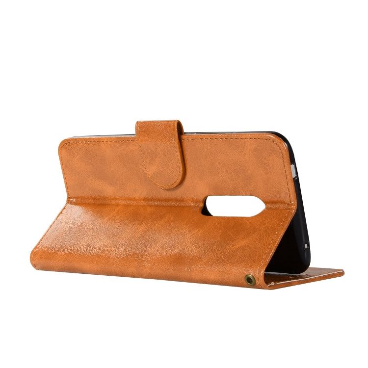For ZTE AXON7 Retro Copper Button Crazy Horse Horizontal Flip PU Leather Case with Holder & Card Slots & Wallet & Lanyard