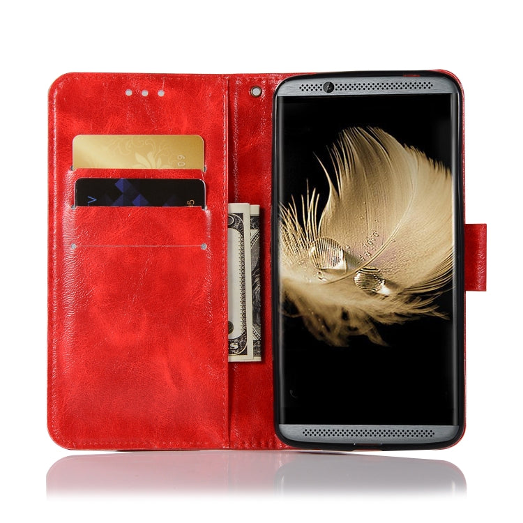For ZTE AXON7 Retro Copper Button Crazy Horse Horizontal Flip PU Leather Case with Holder & Card Slots & Wallet & Lanyard