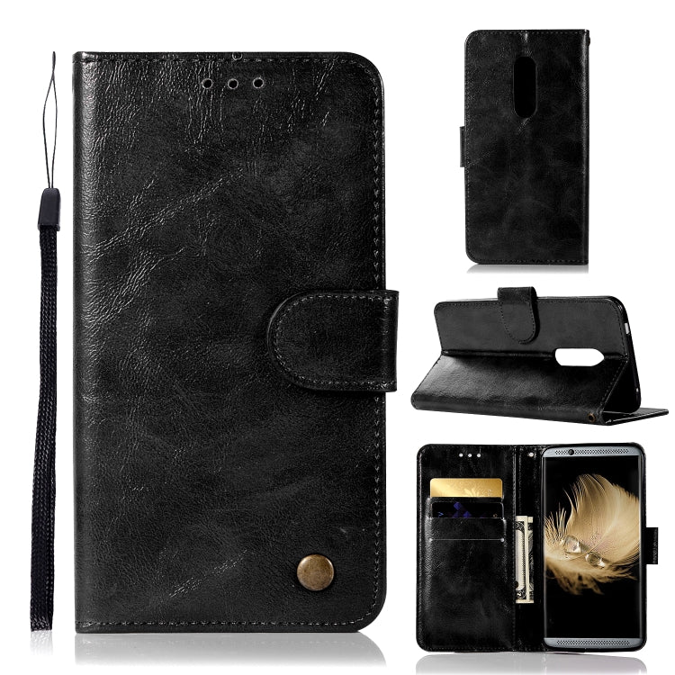 For ZTE AXON7 Retro Copper Button Crazy Horse Horizontal Flip PU Leather Case with Holder & Card Slots & Wallet & Lanyard