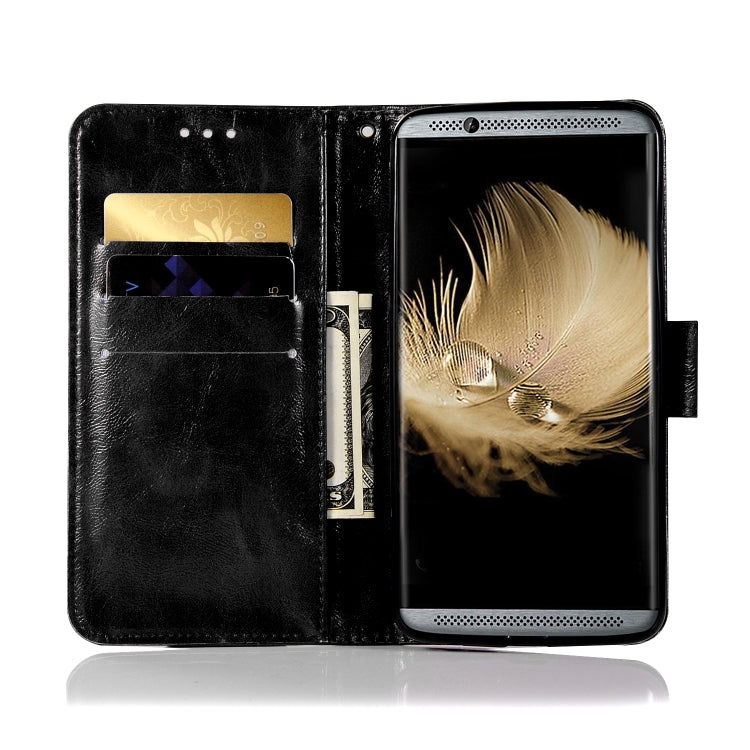 For ZTE AXON7 Retro Copper Button Crazy Horse Horizontal Flip PU Leather Case with Holder & Card Slots & Wallet & Lanyard