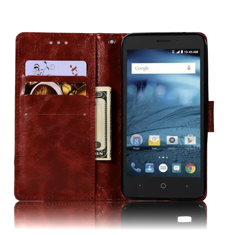 For ZTE N9137 Retro Copper Button Crazy Horse Horizontal Flip PU Leather Case with Holder & Card Slots & Wallet & Lanyard