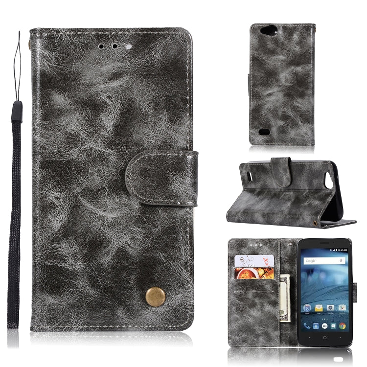For ZTE N9137 Retro Copper Button Crazy Horse Horizontal Flip PU Leather Case with Holder & Card Slots & Wallet & Lanyard