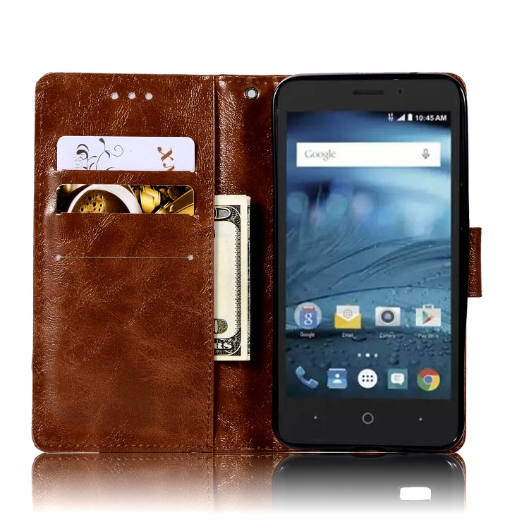 For ZTE N9137 Retro Copper Button Crazy Horse Horizontal Flip PU Leather Case with Holder & Card Slots & Wallet & Lanyard