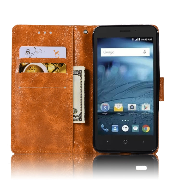 For ZTE N9137 Retro Copper Button Crazy Horse Horizontal Flip PU Leather Case with Holder & Card Slots & Wallet & Lanyard