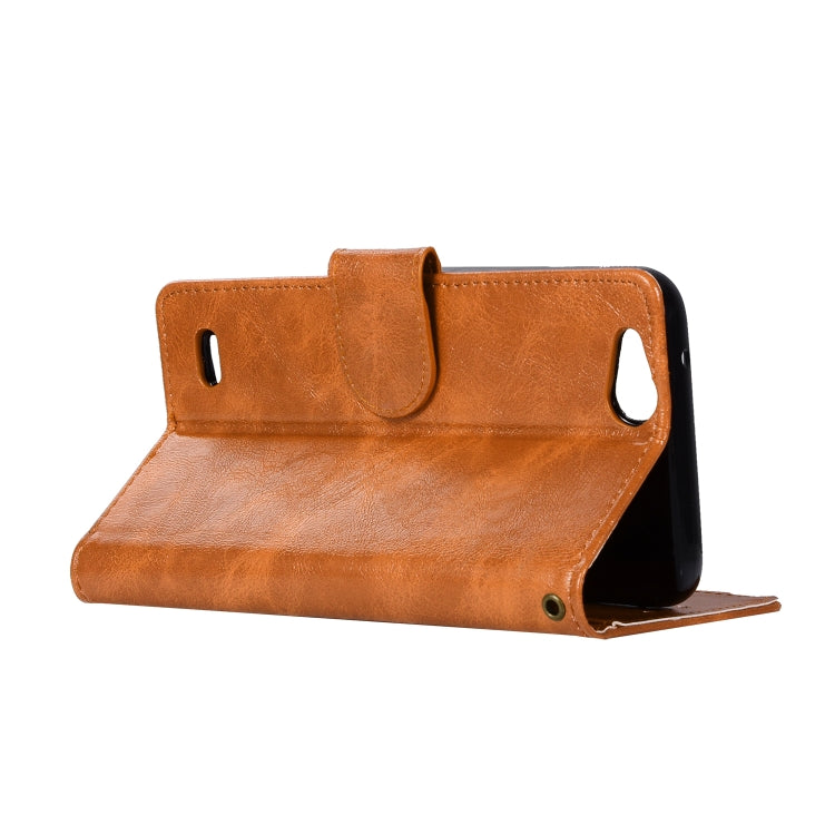 For ZTE N9137 Retro Copper Button Crazy Horse Horizontal Flip PU Leather Case with Holder & Card Slots & Wallet & Lanyard