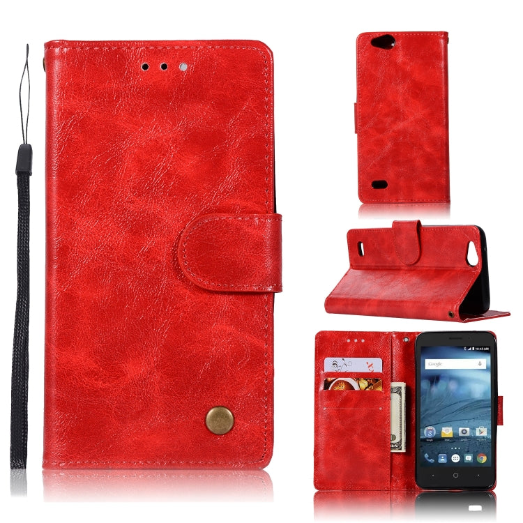 For ZTE N9137 Retro Copper Button Crazy Horse Horizontal Flip PU Leather Case with Holder & Card Slots & Wallet & Lanyard