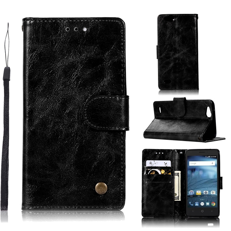 For ZTE N9137 Retro Copper Button Crazy Horse Horizontal Flip PU Leather Case with Holder & Card Slots & Wallet & Lanyard