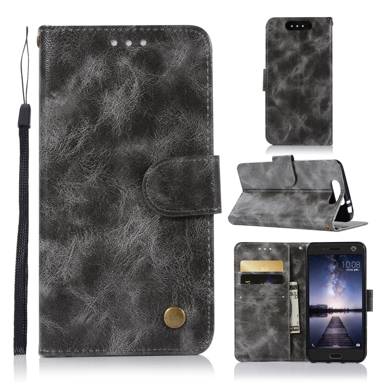 For ZTE Blade V8 Retro Copper Button Crazy Horse Horizontal Flip PU Leather Case with Holder & Card Slots & Wallet & Lanyard