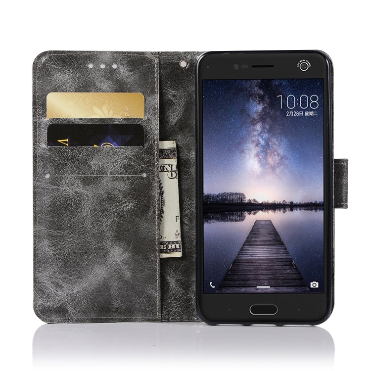For ZTE Blade V8 Retro Copper Button Crazy Horse Horizontal Flip PU Leather Case with Holder & Card Slots & Wallet & Lanyard