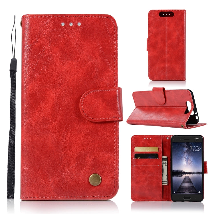 For ZTE Blade V8 Retro Copper Button Crazy Horse Horizontal Flip PU Leather Case with Holder & Card Slots & Wallet & Lanyard