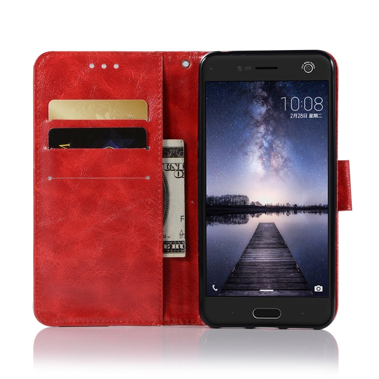 For ZTE Blade V8 Retro Copper Button Crazy Horse Horizontal Flip PU Leather Case with Holder & Card Slots & Wallet & Lanyard