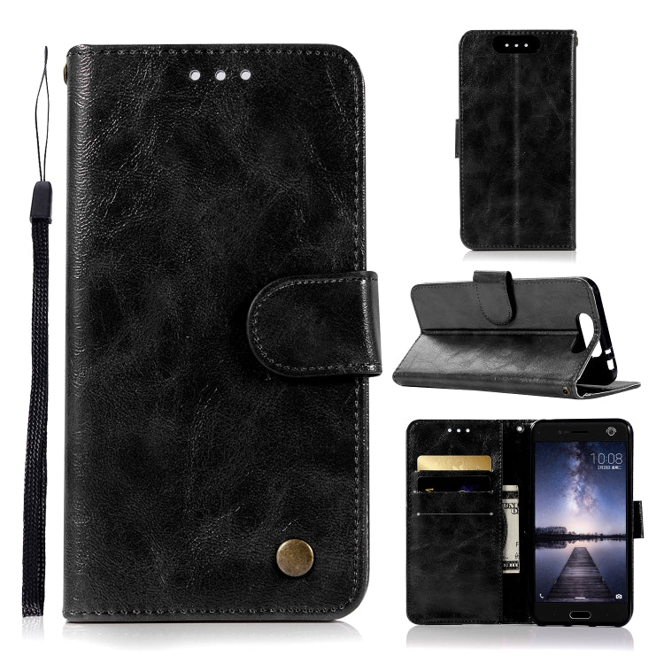 For ZTE Blade V8 Retro Copper Button Crazy Horse Horizontal Flip PU Leather Case with Holder & Card Slots & Wallet & Lanyard