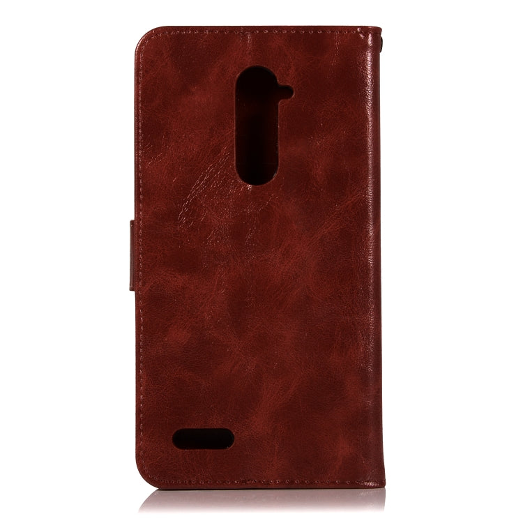 For ZTE Zmax Pro / Z981 Retro Copper Button Crazy Horse Horizontal Flip PU Leather Case with Holder & Card Slots & Wallet & Lanyard