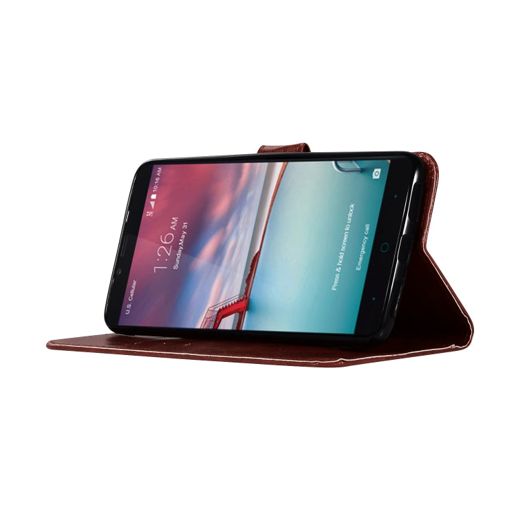 For ZTE Zmax Pro / Z981 Retro Copper Button Crazy Horse Horizontal Flip PU Leather Case with Holder & Card Slots & Wallet & Lanyard