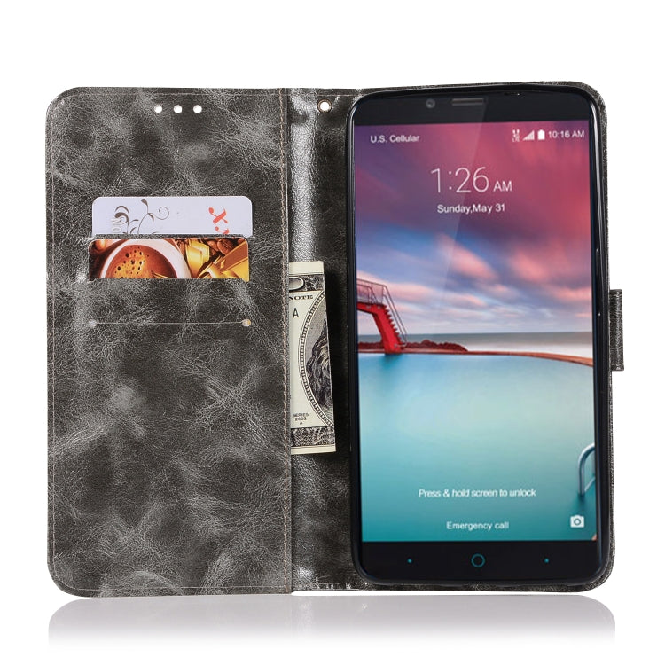 For ZTE Zmax Pro / Z981 Retro Copper Button Crazy Horse Horizontal Flip PU Leather Case with Holder & Card Slots & Wallet & Lanyard