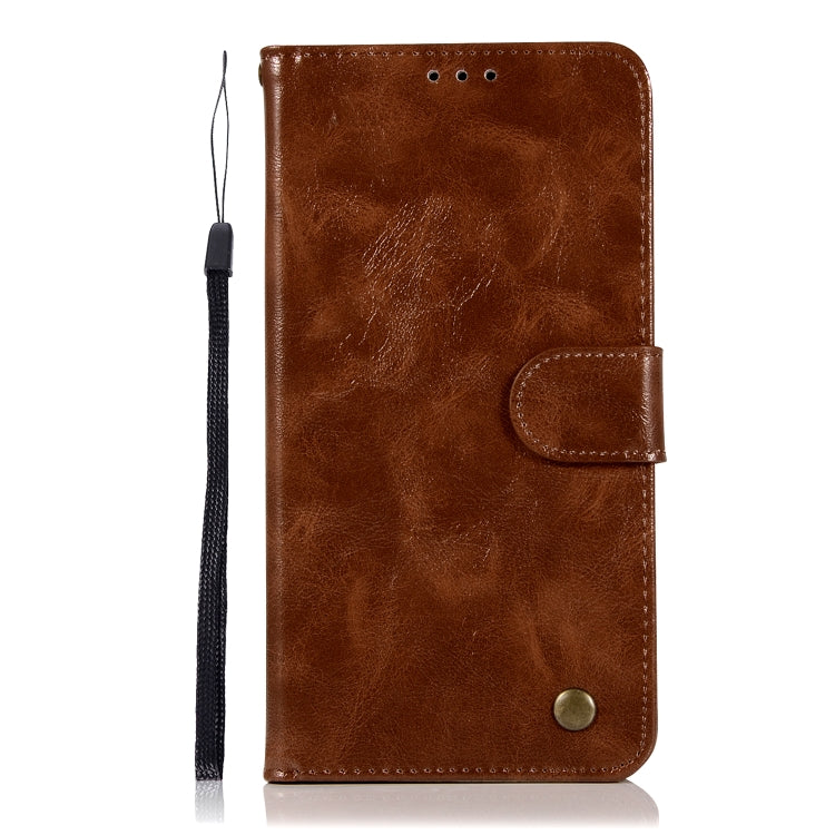 For ZTE Zmax Pro / Z981 Retro Copper Button Crazy Horse Horizontal Flip PU Leather Case with Holder & Card Slots & Wallet & Lanyard