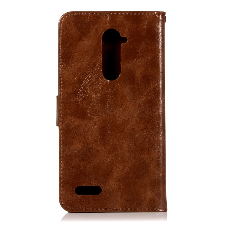 For ZTE Zmax Pro / Z981 Retro Copper Button Crazy Horse Horizontal Flip PU Leather Case with Holder & Card Slots & Wallet & Lanyard